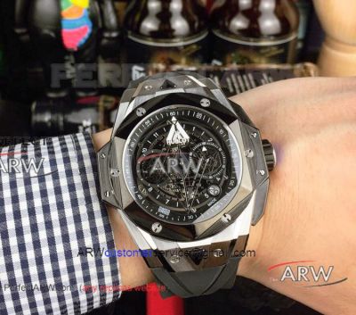 Perfect Replica New Hublot Big Bang Sang Bleu ii Price List - Black Dial Rubber Strap Watch